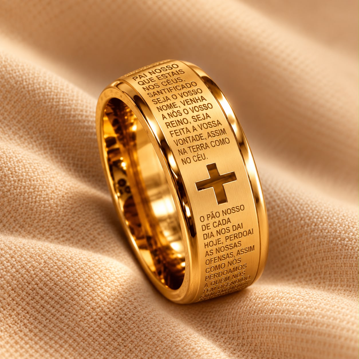 Anel Pai Nosso dourado